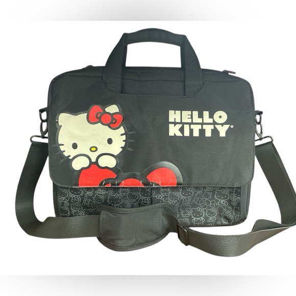 Hello Kitty Black Laptop Computer Bag 15” Shoulder Strap Sanrio - Picture 2 of 8